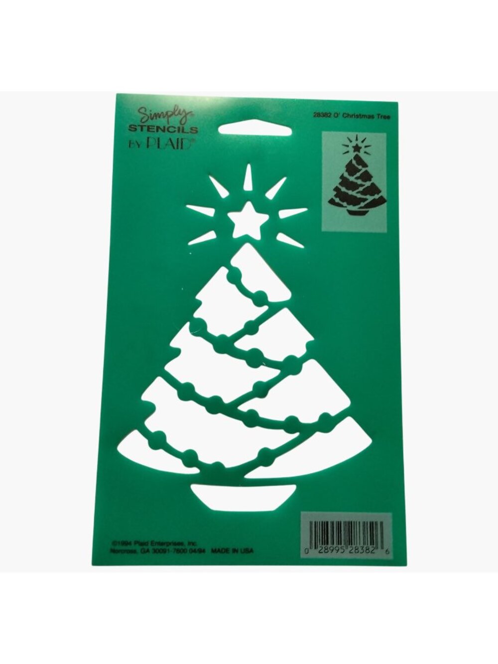 Simply Stencils O Christmas Tree Stencil By Plaid 28382 Made In USA 6 x 4 inch
